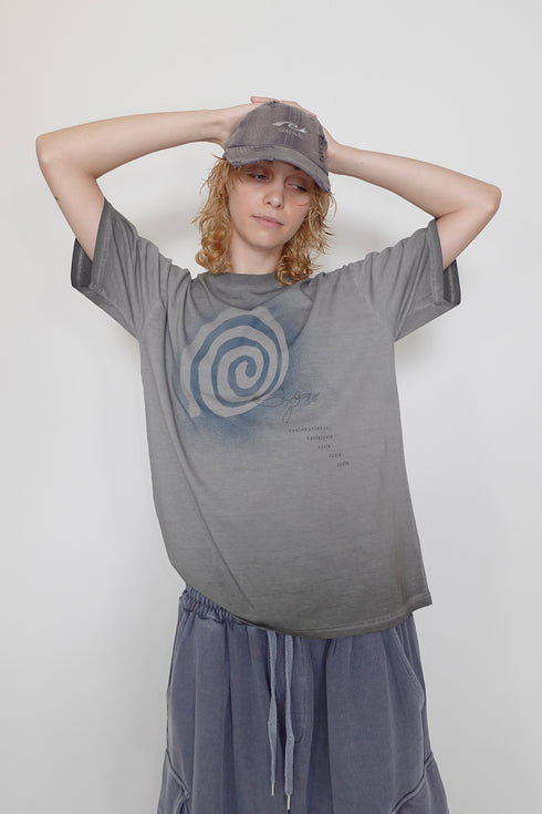 WASHED EMBROIDERY LOGO CAP -WASHED GRAY-